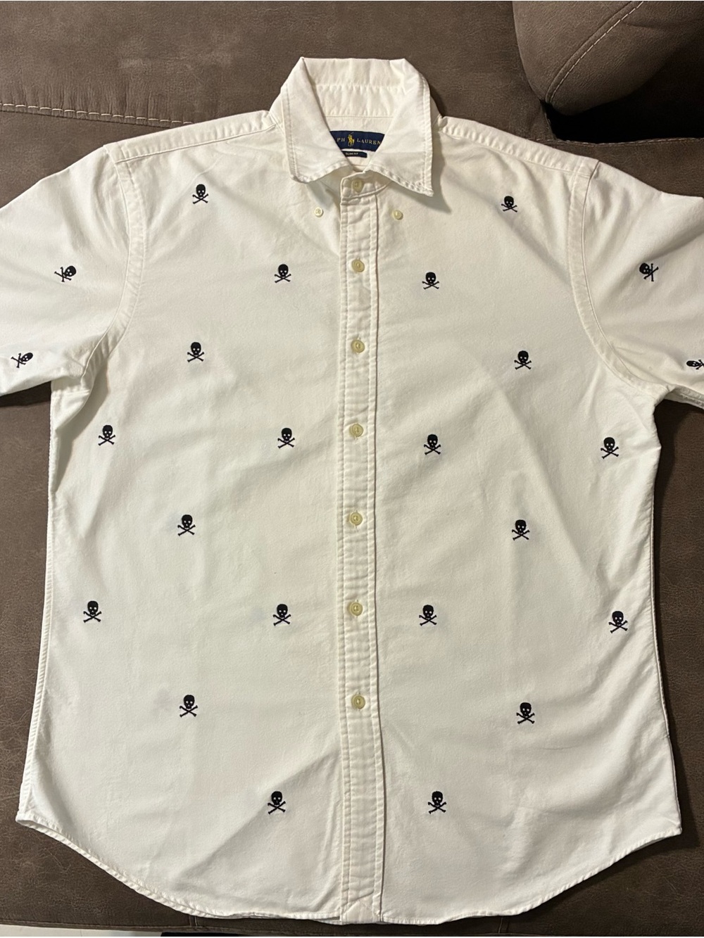 Polo Ralph Lauren Skull Crossbones AOP Button Up Shirt L Preppy Classic